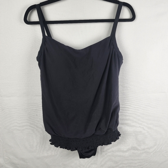 Miraclesuit Blouson Smocked Waist One Piece Swimsuit Black Size 10 - Picture 1 of 8